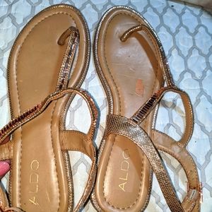 Aldo rose gold thong sandals